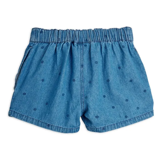 Pantalones cortos vaqueros con lunares de algodón ecológico | Azul