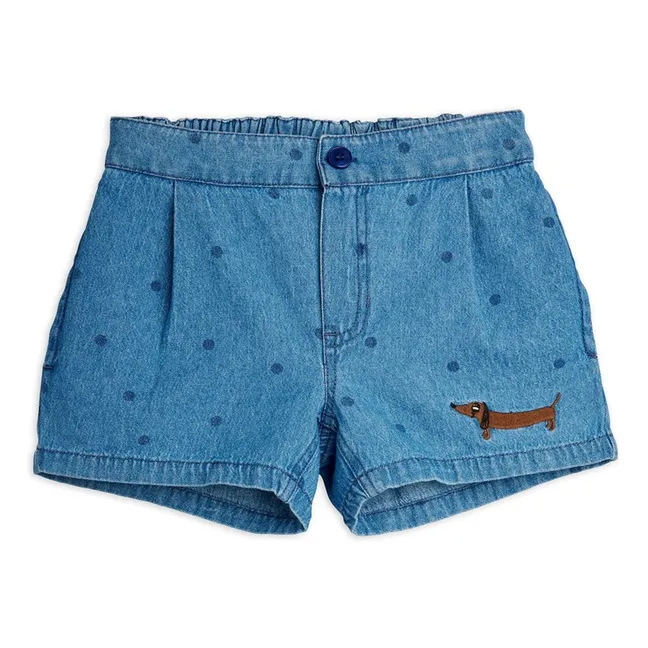 Pantalones cortos vaqueros con lunares de algodón ecológico | Azul