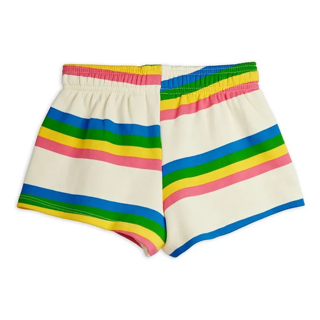 Pantalón corto a rayas de algodón ecológico | Crudo