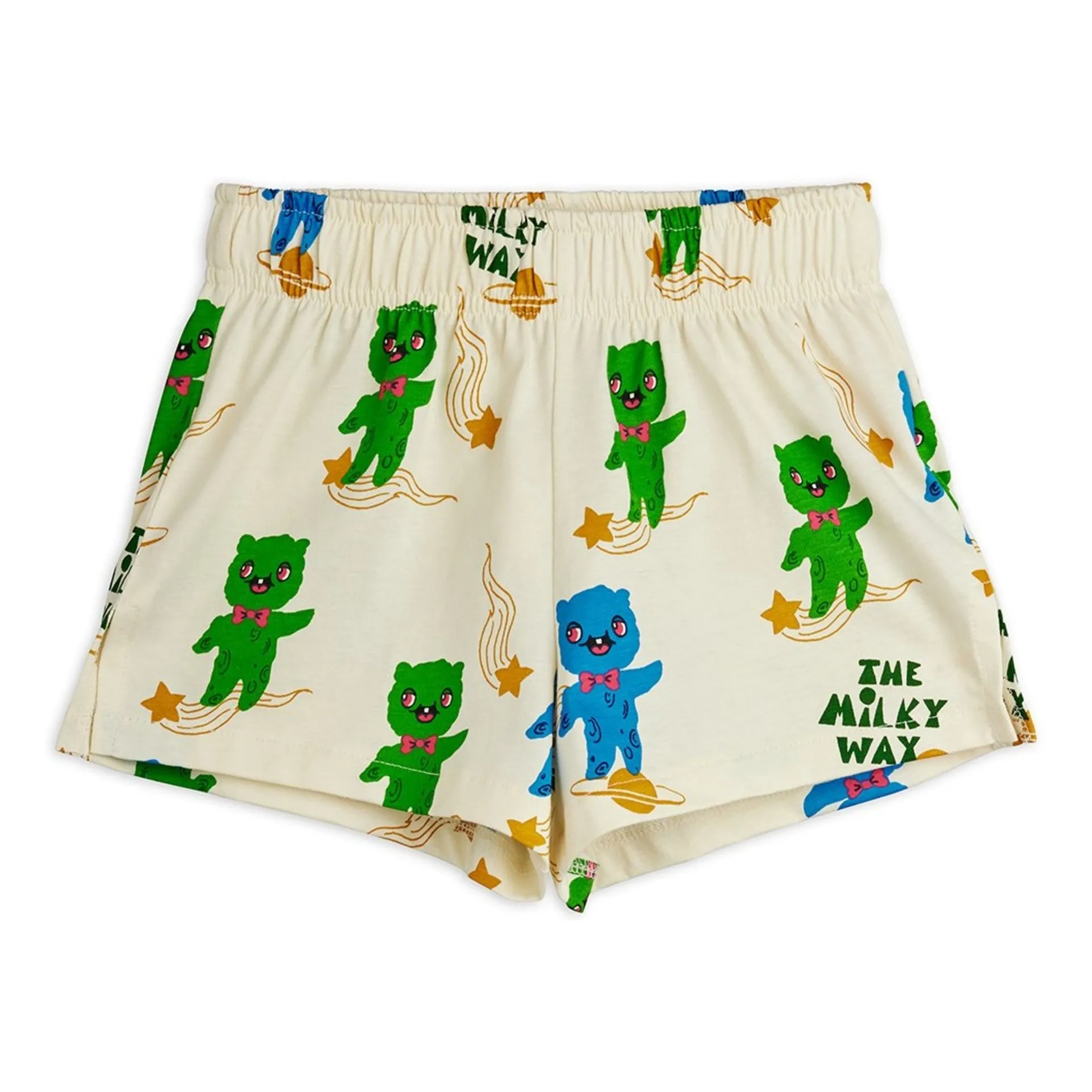 Mini Rodini Ecru Aliens Organic Cotton Shorts