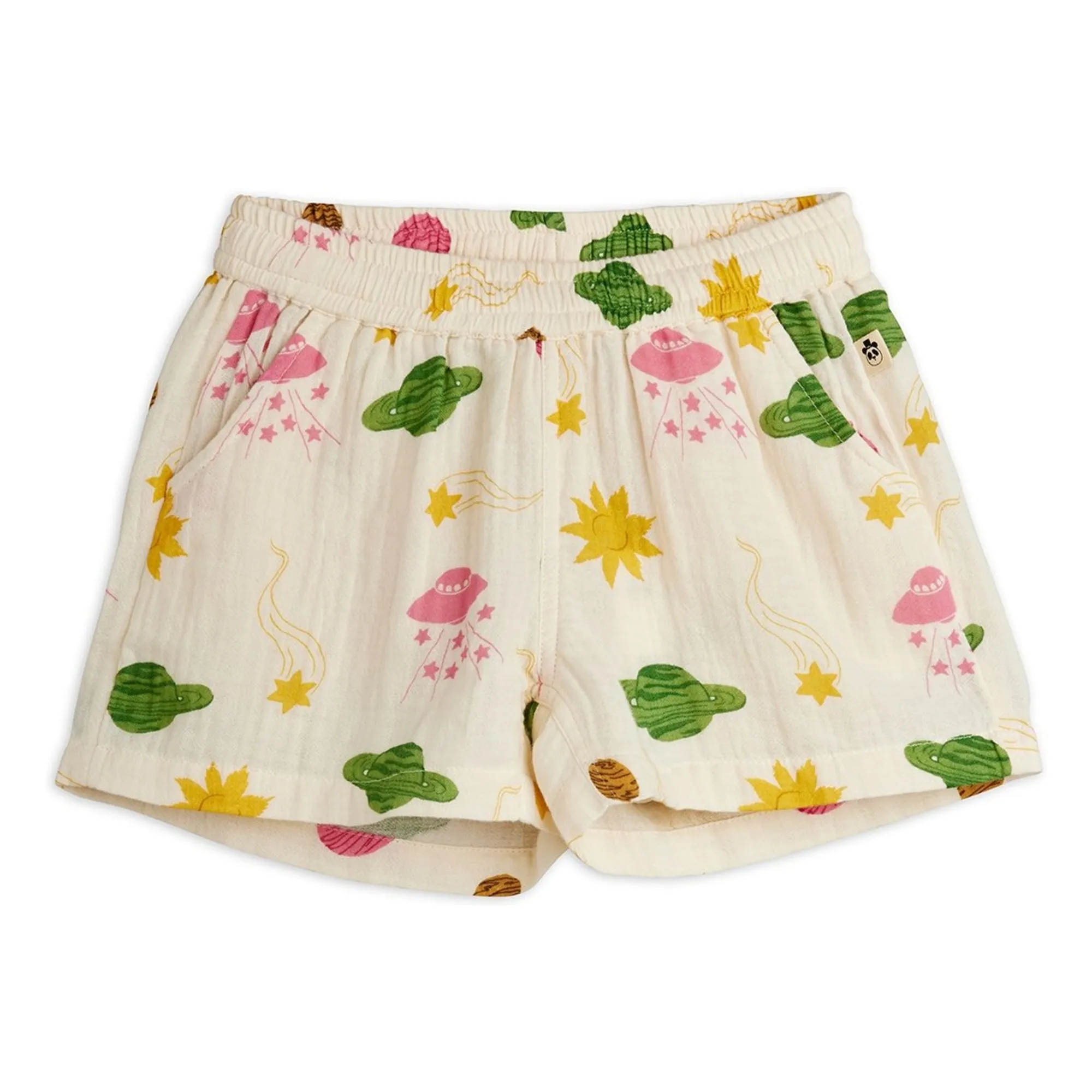 Mini Rodini Ecru Espace Shorts Organic Cotton Gauze