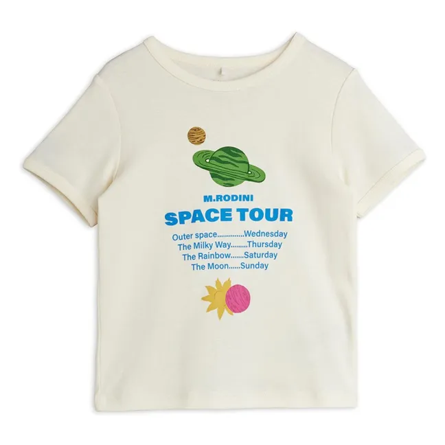 Space Tour organic cotton T-shirt | Ecru