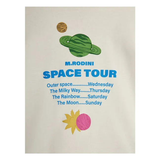 Space Tour organic cotton T-shirt | Ecru