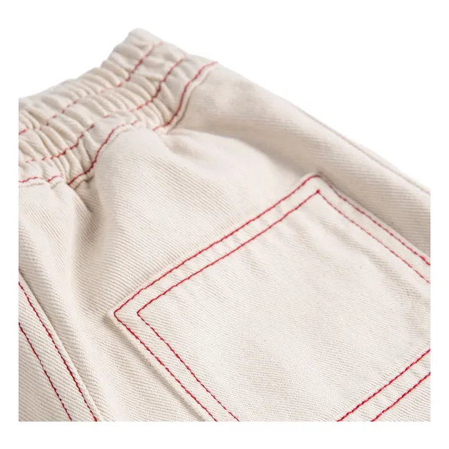 Pantalones con paneles de sarga de algodón orgánico | Blanco