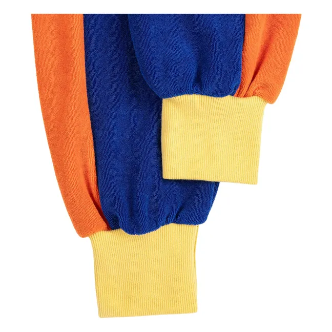 Jersey de rizo de algodón orgánico con bloques de color | Azul Rey