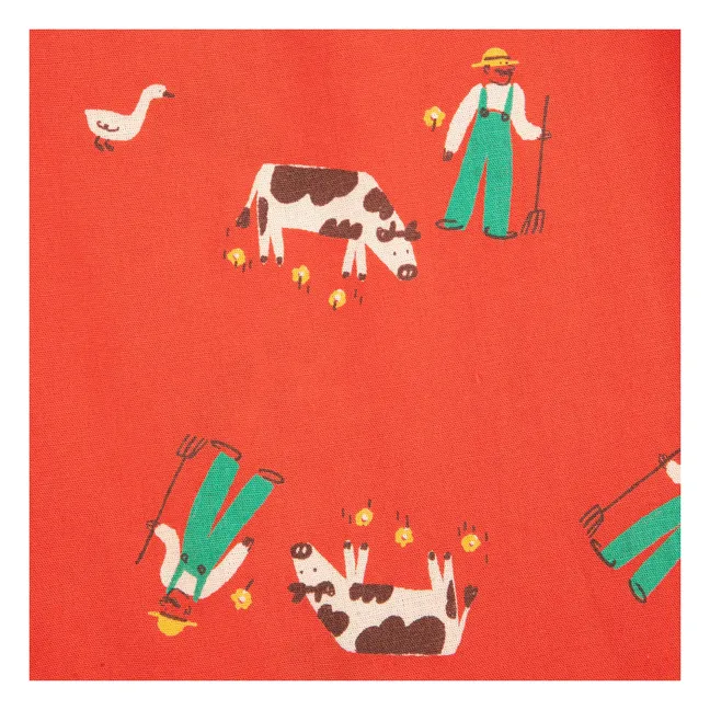 Pantalones de granja de algodón ecológico | Rojo