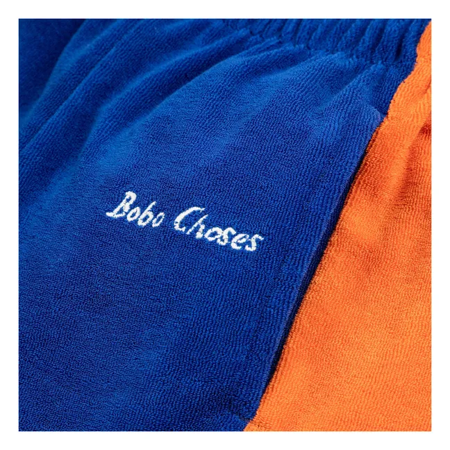 Jersey de rizo de algodón orgánico con bloques de color | Azul Rey