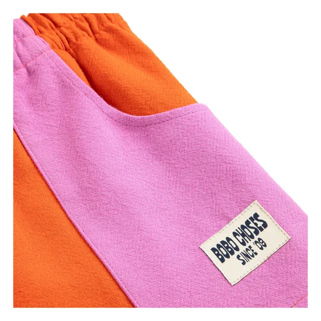 Pantalones cortos de algodón orgánico con bloques de color | Naranja