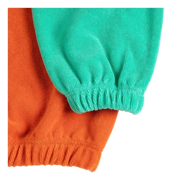Sudadera de felpa de algodón orgánico con bloques de color | Naranja