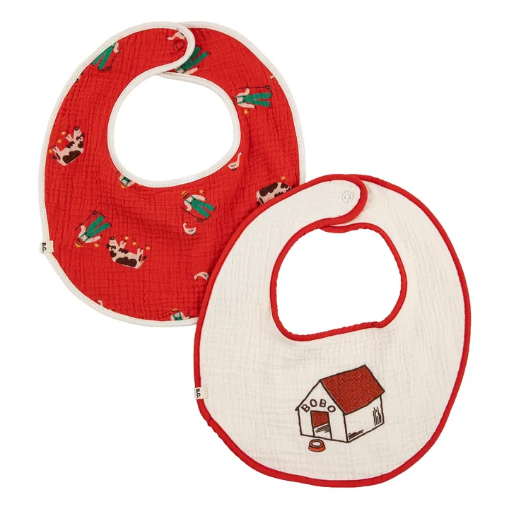 Set de 2 baberos de granja | Rojo- Imagen del producto n°0