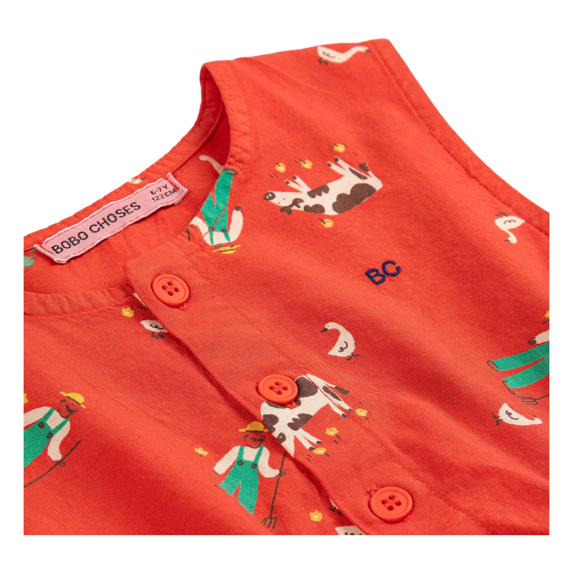Robe Ferme Coton Bio | Rouge- Image produit n°3