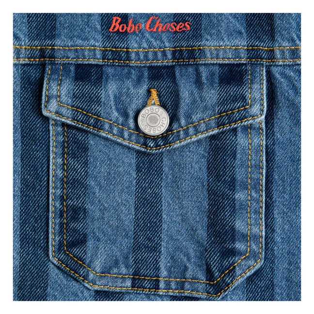 Striped Denim Organic Cotton Jacket | Blue