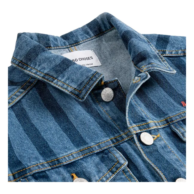 Striped Denim Organic Cotton Jacket | Blue