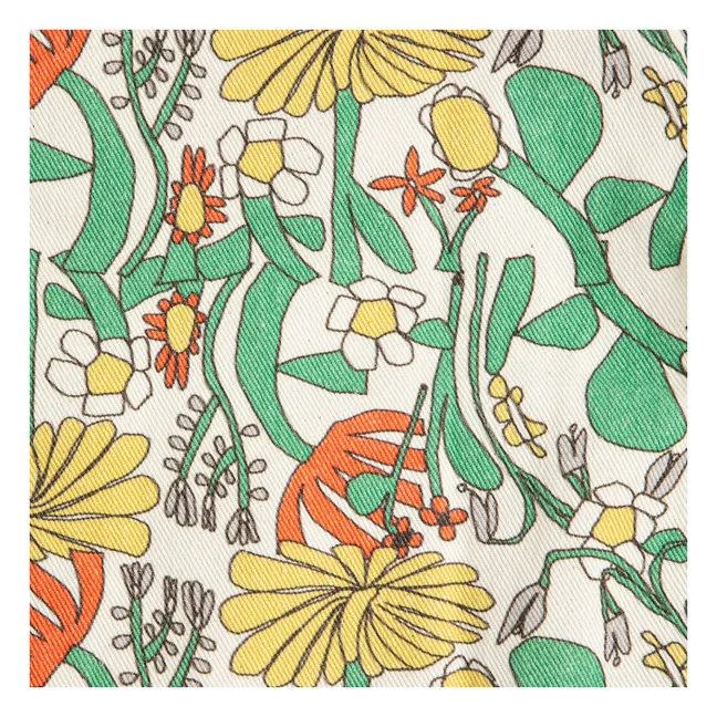 Chaqueta sin mangas en sarga floral de algodón orgánico | Crudo