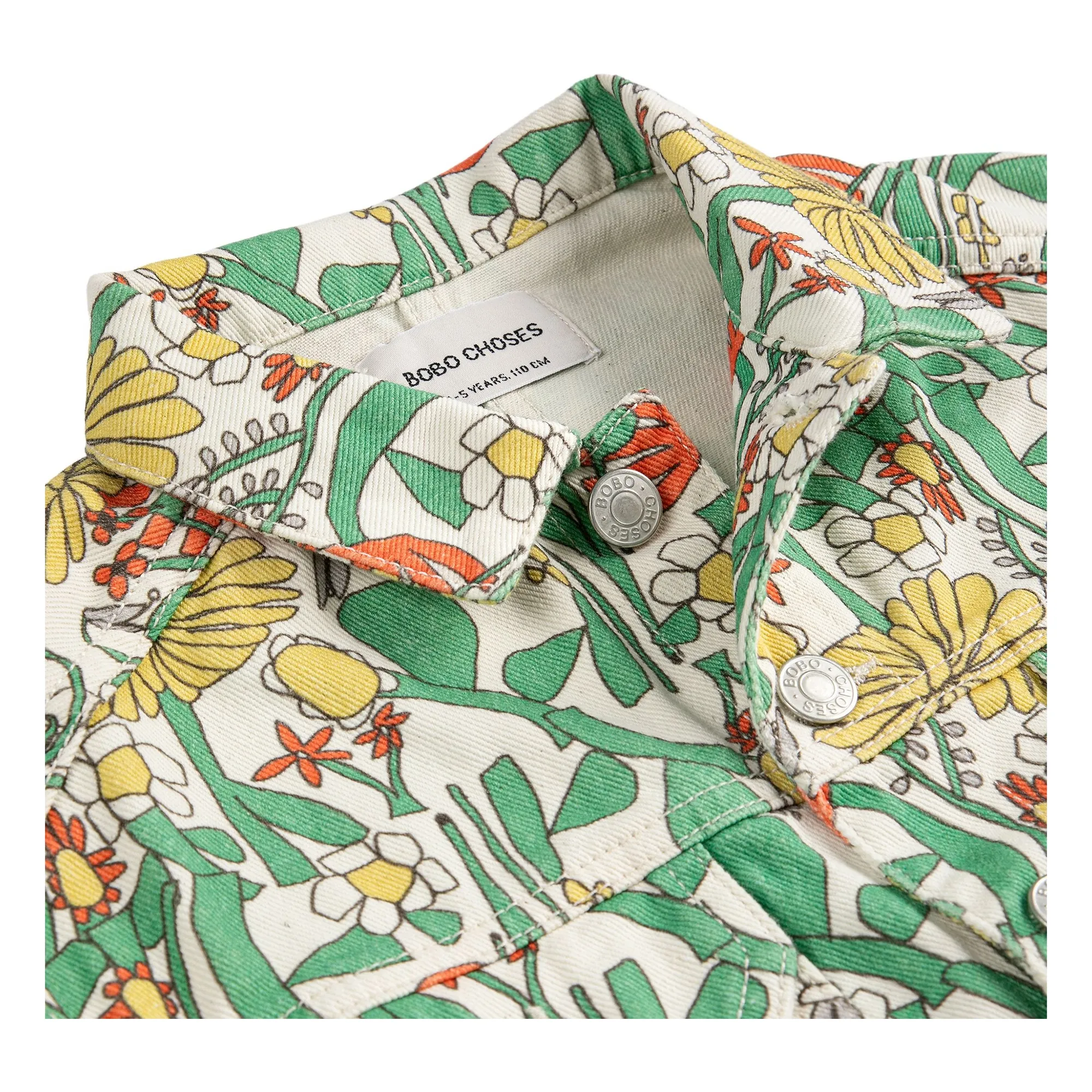 Veste Sans Manches Fleurie Twill Coton Bio | Ecru- Image produit n°3