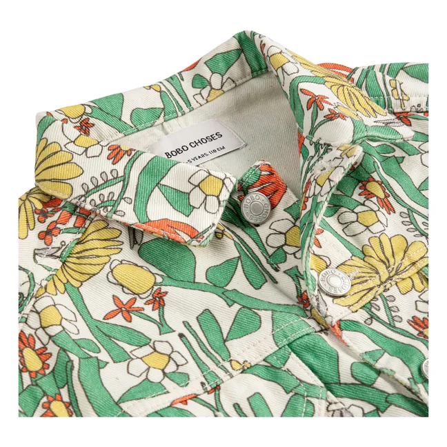 Veste Sans Manches Fleurie Twill Coton Bio | Ecru