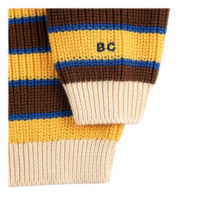 Striped Organic Cotton Cardigan | Yellow