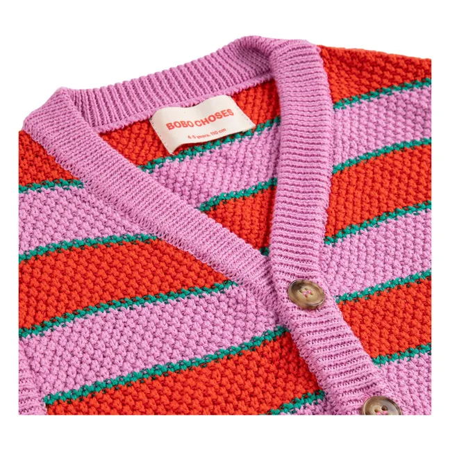 Gilet Sans Manches Rayé Coton Bio | Violet