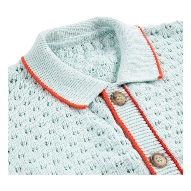 Cardigan Ajouré Coton Bio | Bleu Clair