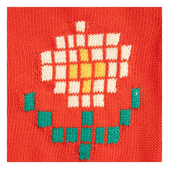 Organic Cotton Daisy Cardigan | Red