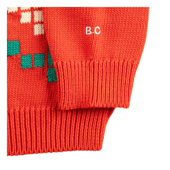 Organic Cotton Daisy Cardigan | Red