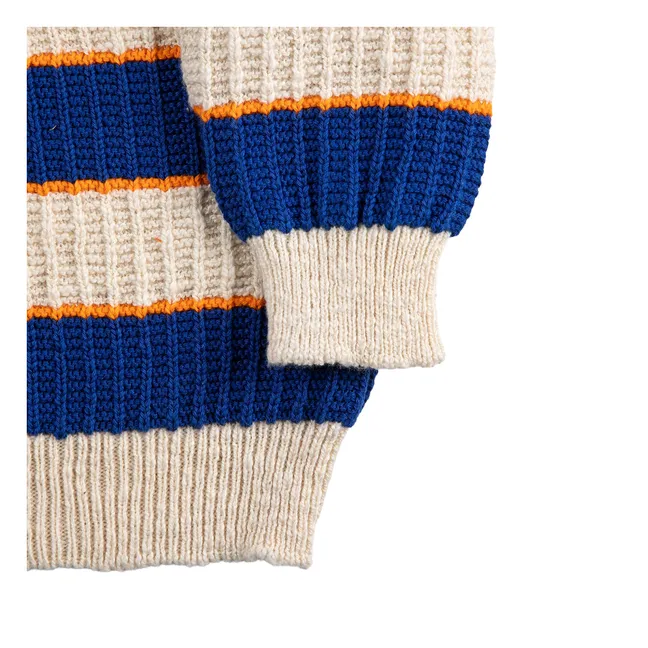 Striped Organic Cotton Sweater | Heather beige