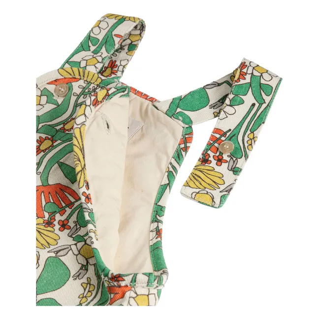Organic cotton floral overalls | White
