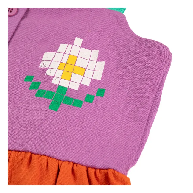 Vestido de algodón orgánico con bloques de color | Naranja