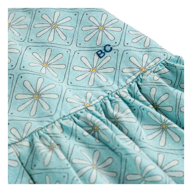 Robe Marguerites Coton Bio | Bleu ciel