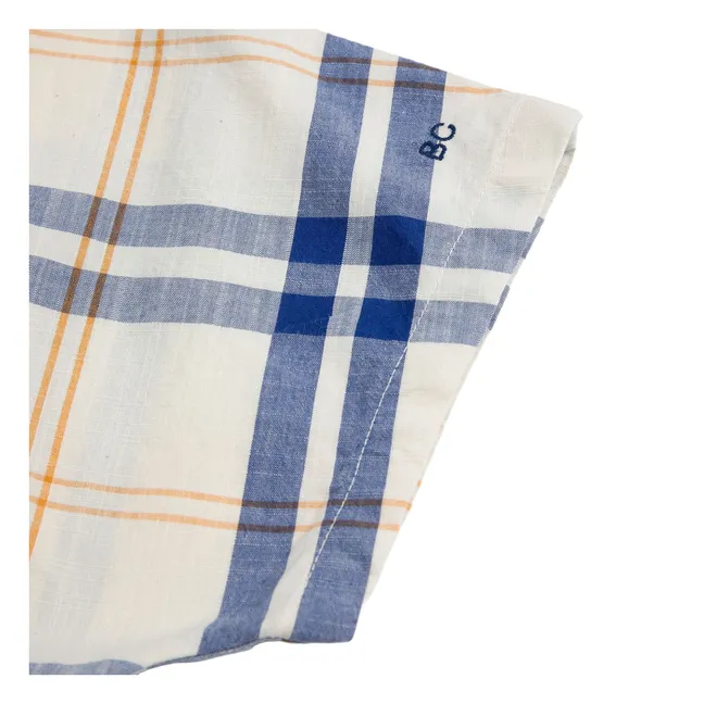 Tartan organic cotton dress | Ecru