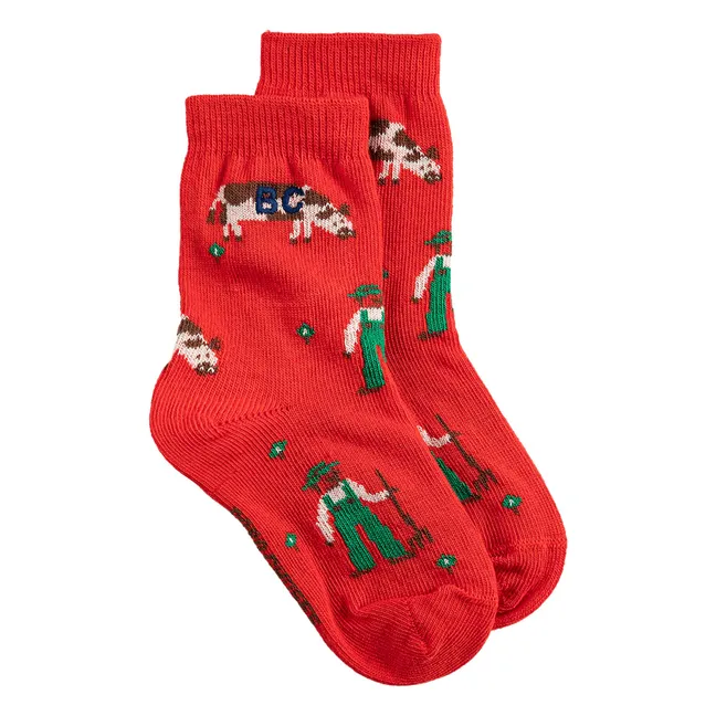 Organic cotton farm socks | Red