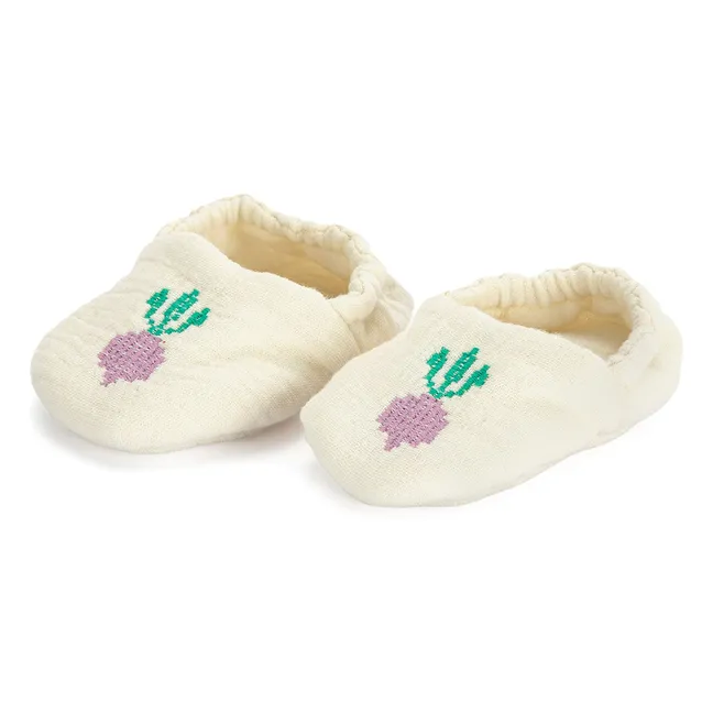 Organic cotton Radish slippers | White