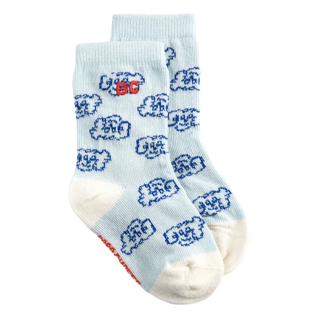 Lot de 2 Paires de Chaussettes Chiens Coton Bio | Bleu ciel
