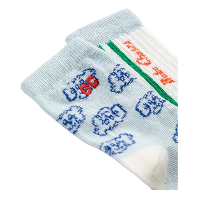 Lote de 2 pares de calcetines de algodón ecológico para perros | Azul Cielo