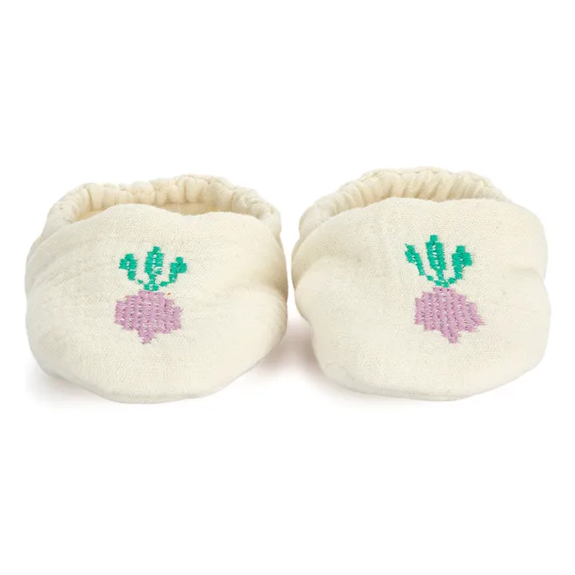Organic cotton Radish slippers | White