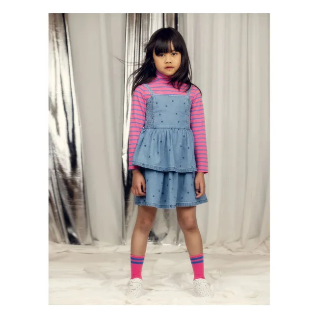 Robe Denim à Pois Coton Bio | Bleu