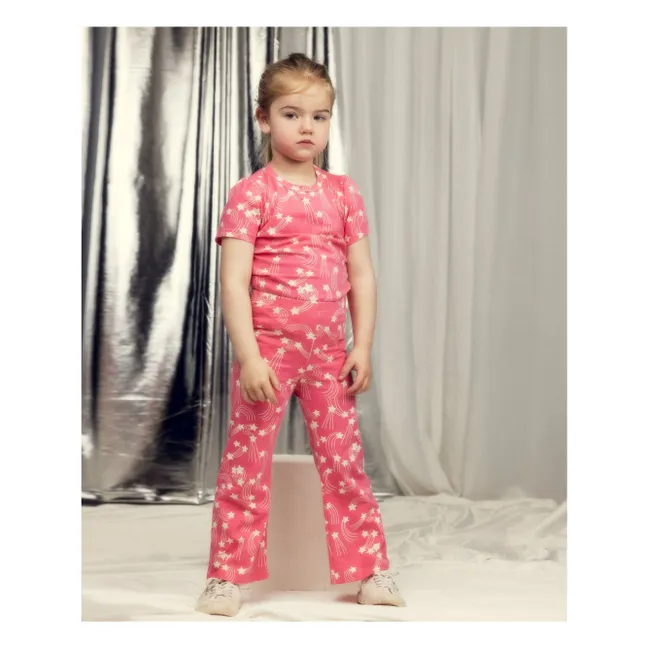 Organic Cotton Flare Stars Pants | Pink