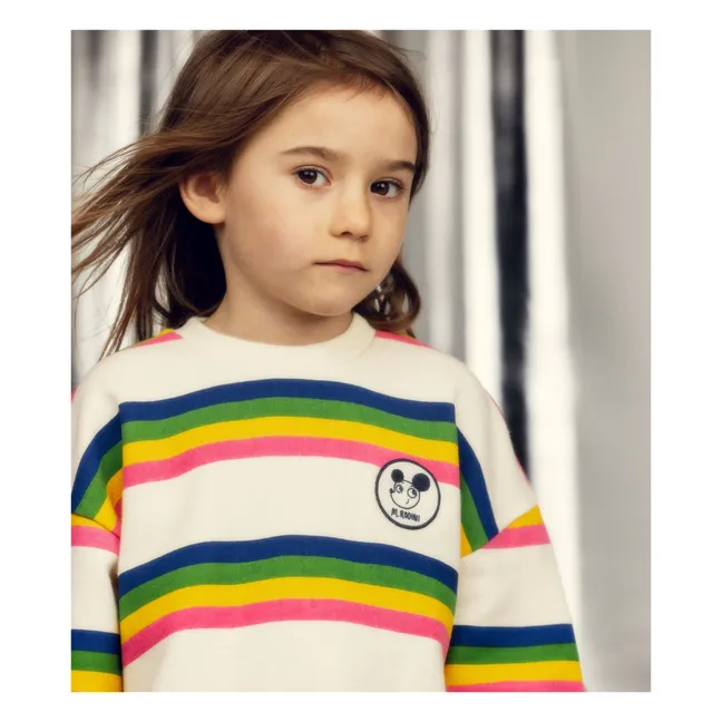 Organic cotton striped sweatshirt | Ecru