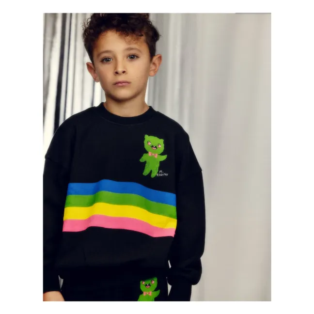 Felpa in cotone organico a righe Alien | Nero