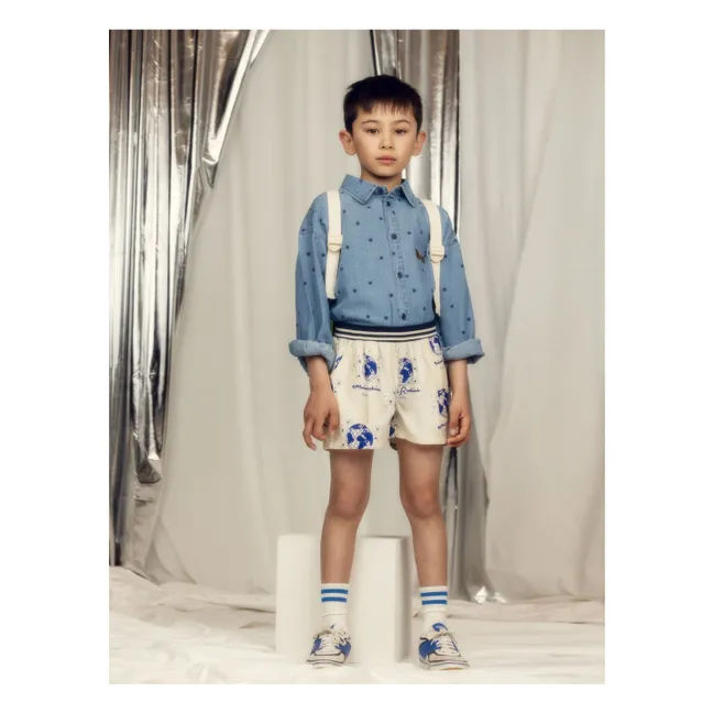 Camicia in denim con pois in cotone biologico | Blu