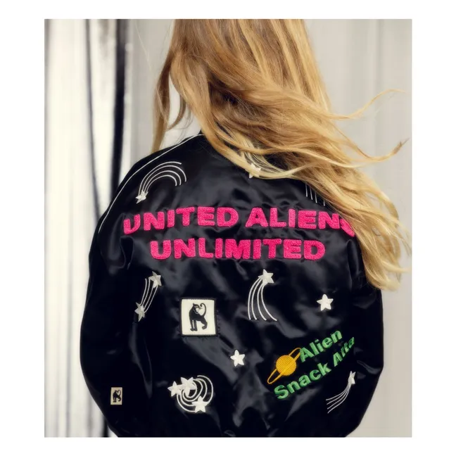 Veste Baseball Alien Satin Fibres Recyclées | Noir