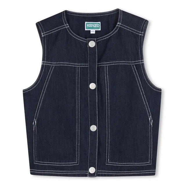 Kenzo Garden Sleeveless Denim Jacket | Dark Blue