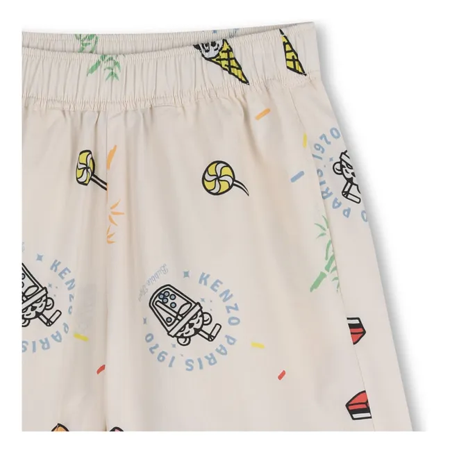 Happy Sweet Panda Bermuda shorts | Ecru