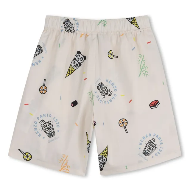 Happy Sweet Panda Bermuda shorts | Ecru