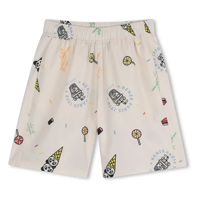 Happy Sweet Panda Bermuda shorts | Ecru