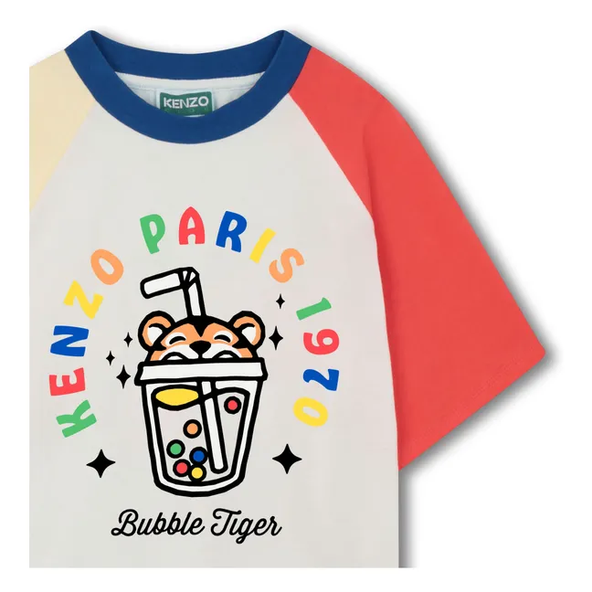 Happy Sweet Colorblock Bubble Tiger T-shirt | White