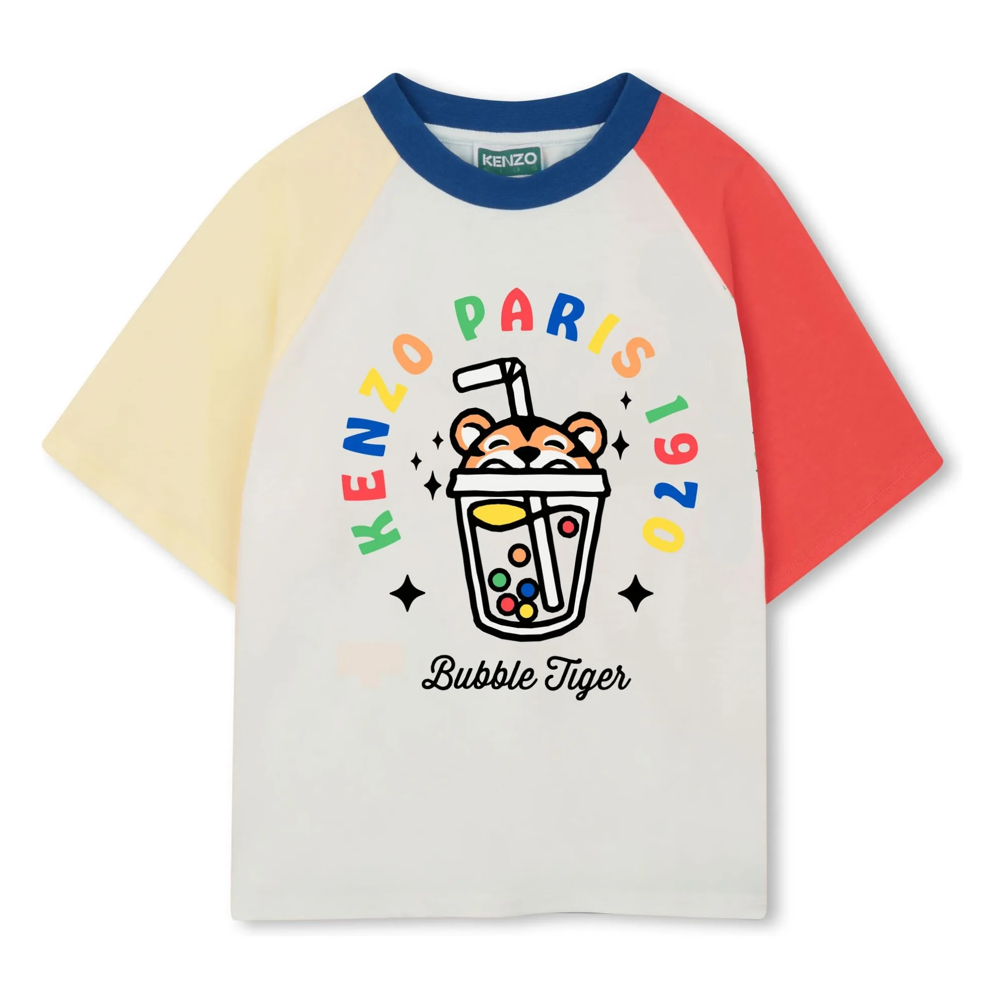 Kenzo White Happy Sweet Colorblock Bubble Tiger T-Shirt