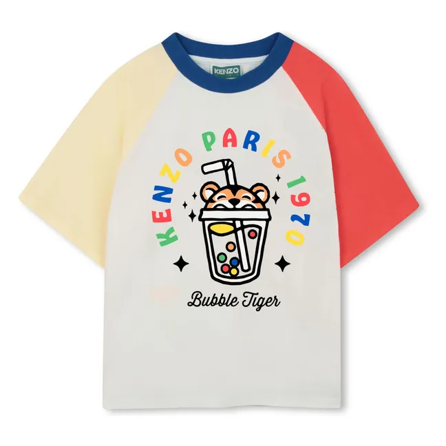 Happy Sweet Colorblock Bubble Tiger T-shirt | White