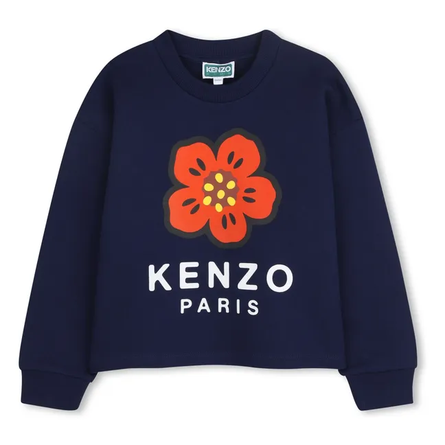 Sweat Molleton Fleur | Bleu marine