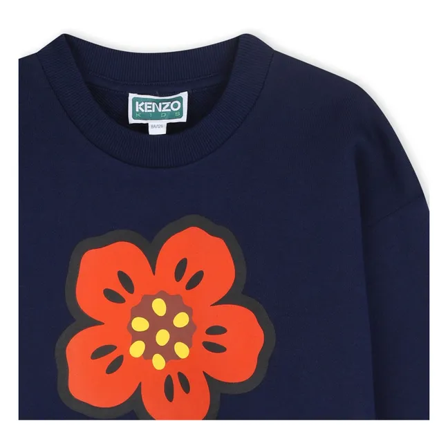 Sweat Molleton Fleur | Bleu marine